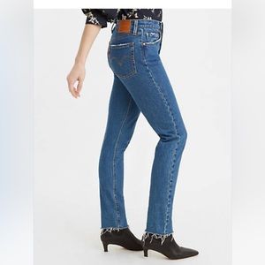 Levi’s premium 501 skinny jeans dark medium wash jive night moves frayed bottom